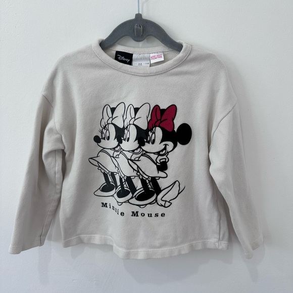 Zara Disney Girls Minnie Mouse Cream Long Sleeve Tee - 5-6 years - Picture 1 of 7